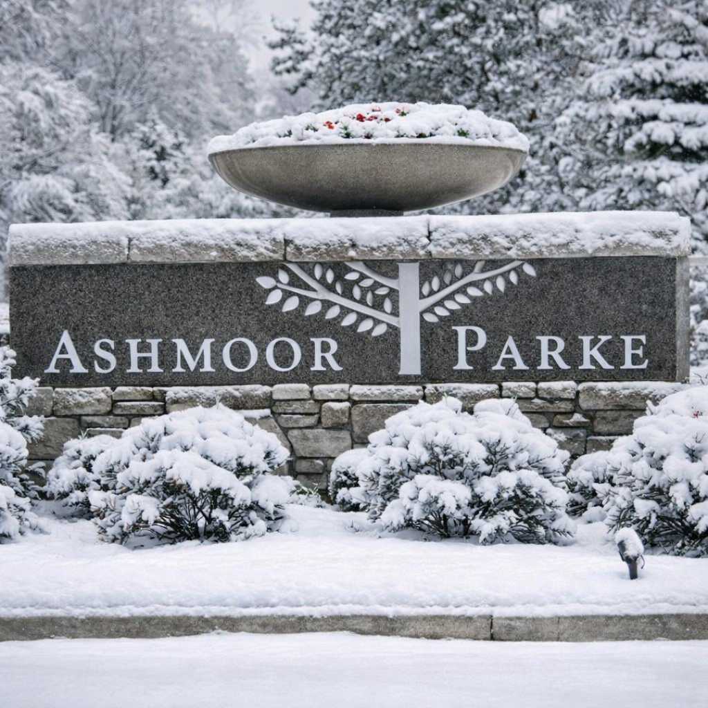 Ashmoor Parke sign in winter
